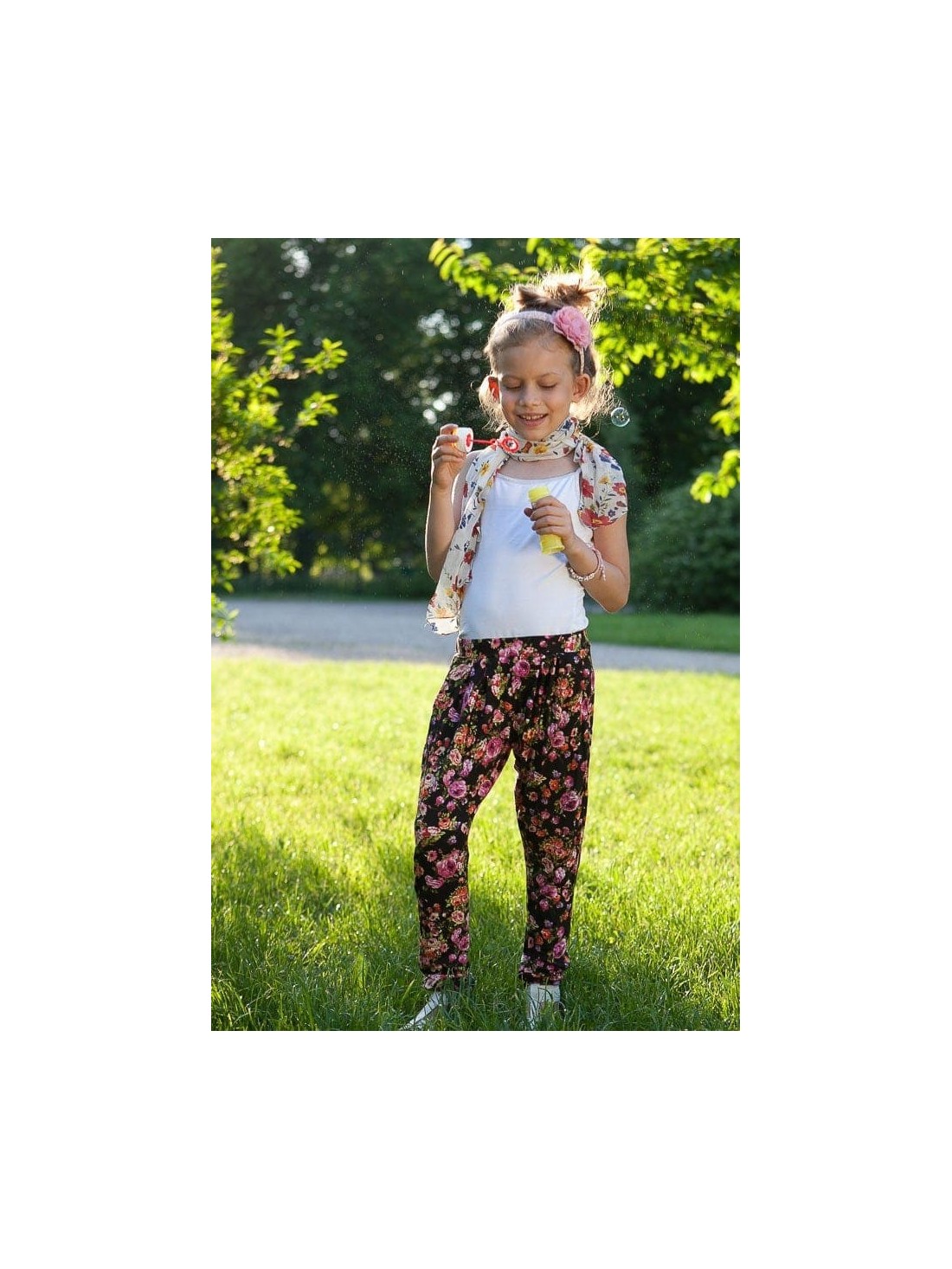 Girls\' black floral pants DZ6013 - Online store - Boutique